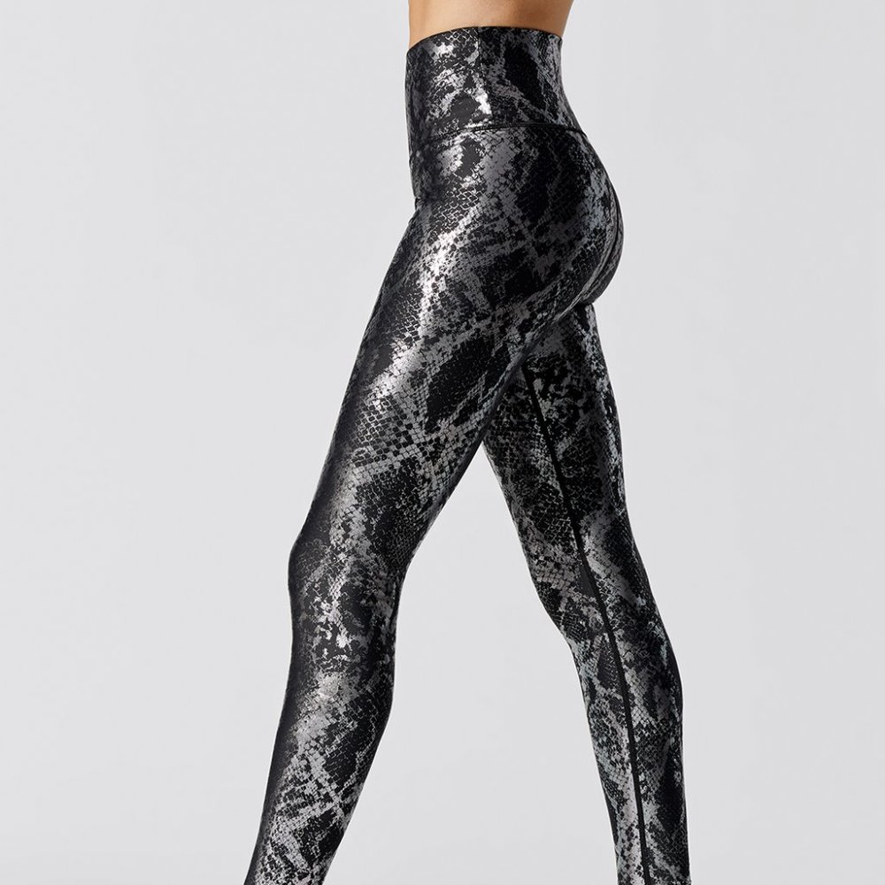 Sexy Women Metallic Snake High Rise Leggings